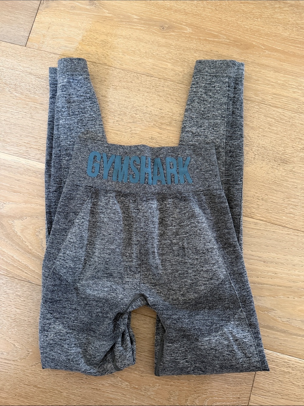 Gymshark Heather Gray High-Rise Seamless Leggings with Blue Logo
